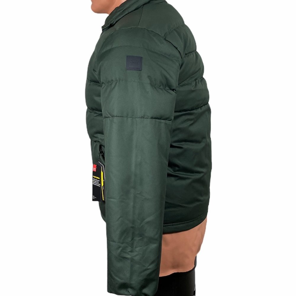 Under Armour Storm Men Down Jacket Hood Green Zip Size L 1342702 310 - Picture 3 of 7
